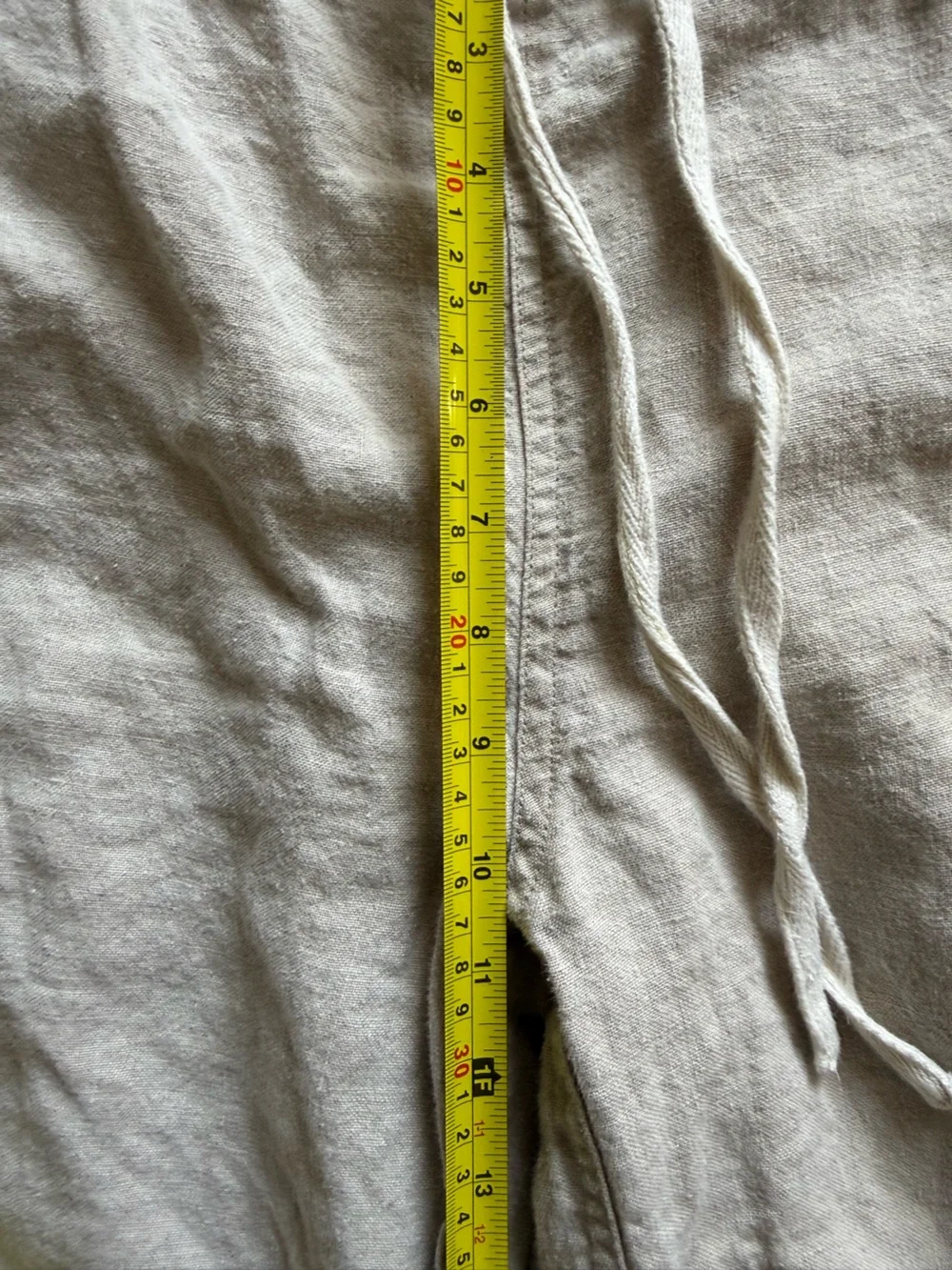 Men’s 100% Linen Relaxed Fit Cargo Pants Beige Drawstring Waist